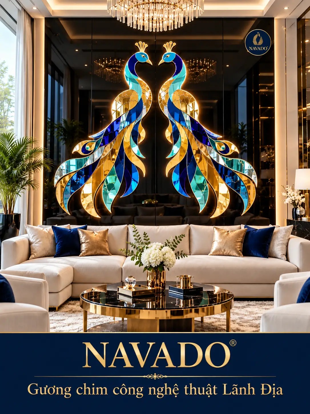 Gương nghệ thuật Chim Công Lãnh Địa NAVADO