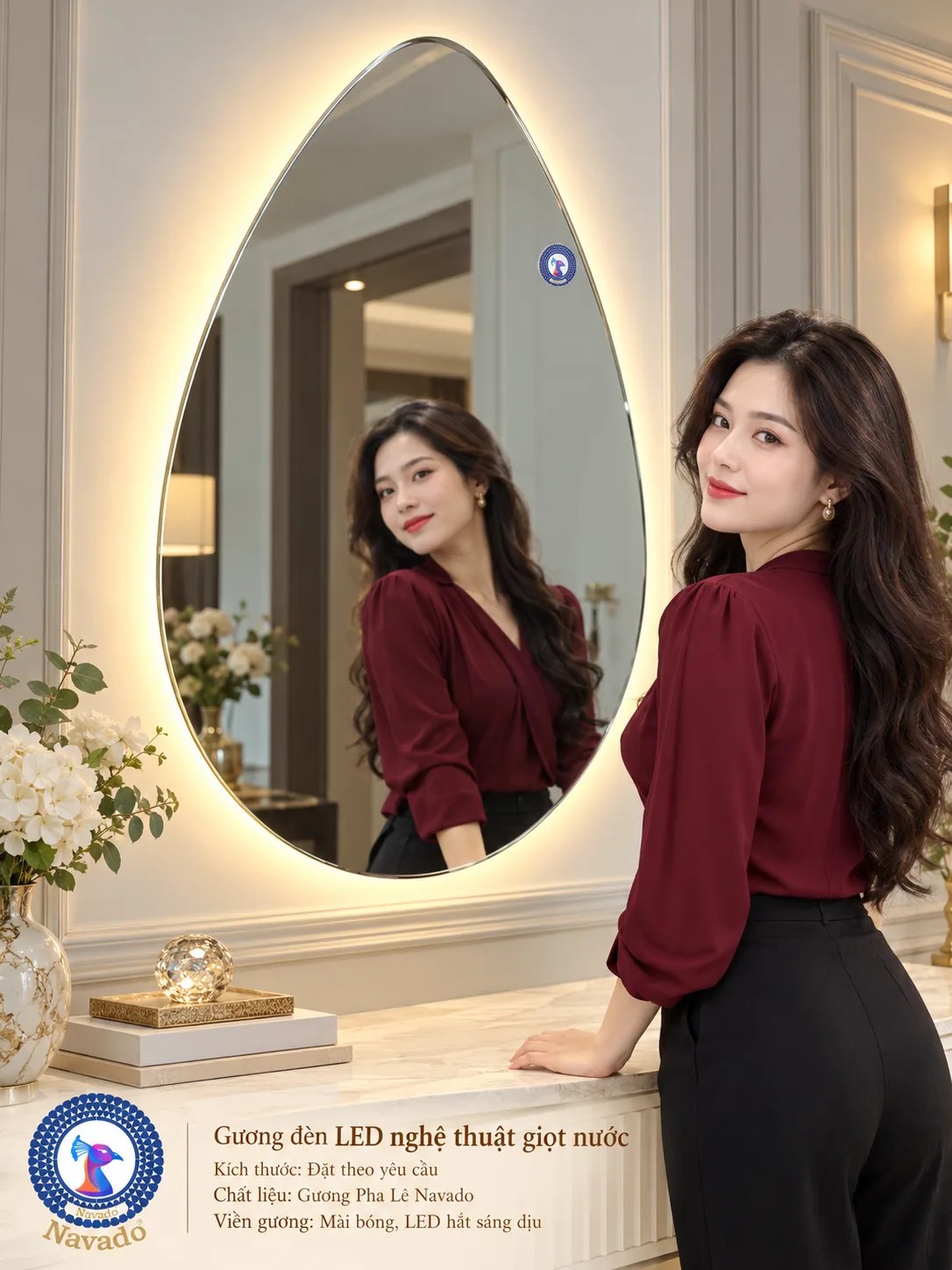 Gương trang trí Giọt Nước LED NAVADO