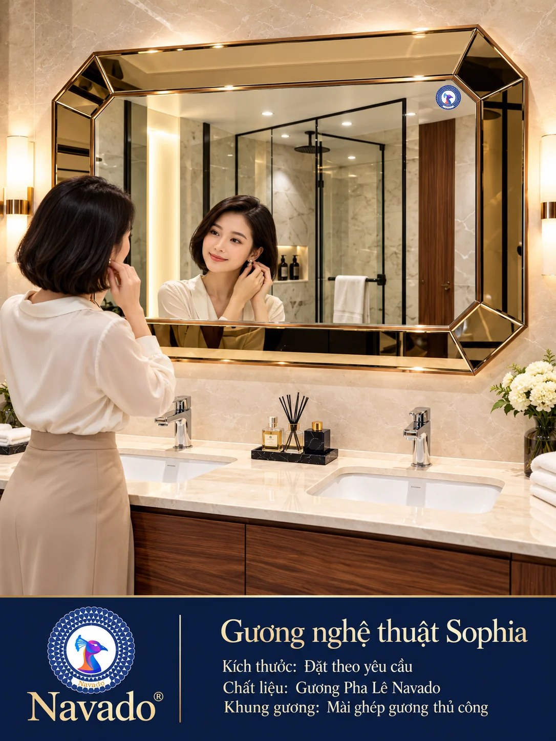Gương nghệ thuật Trà Mài thủ công NAVADO