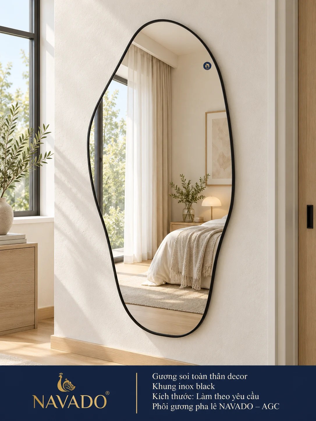 Gương soi toàn thân khung inox Black NAVADO