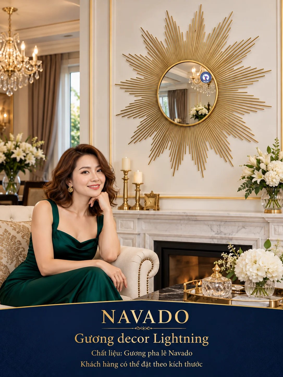 Gương nghệ thuật Lightning NAVADO phòng khách