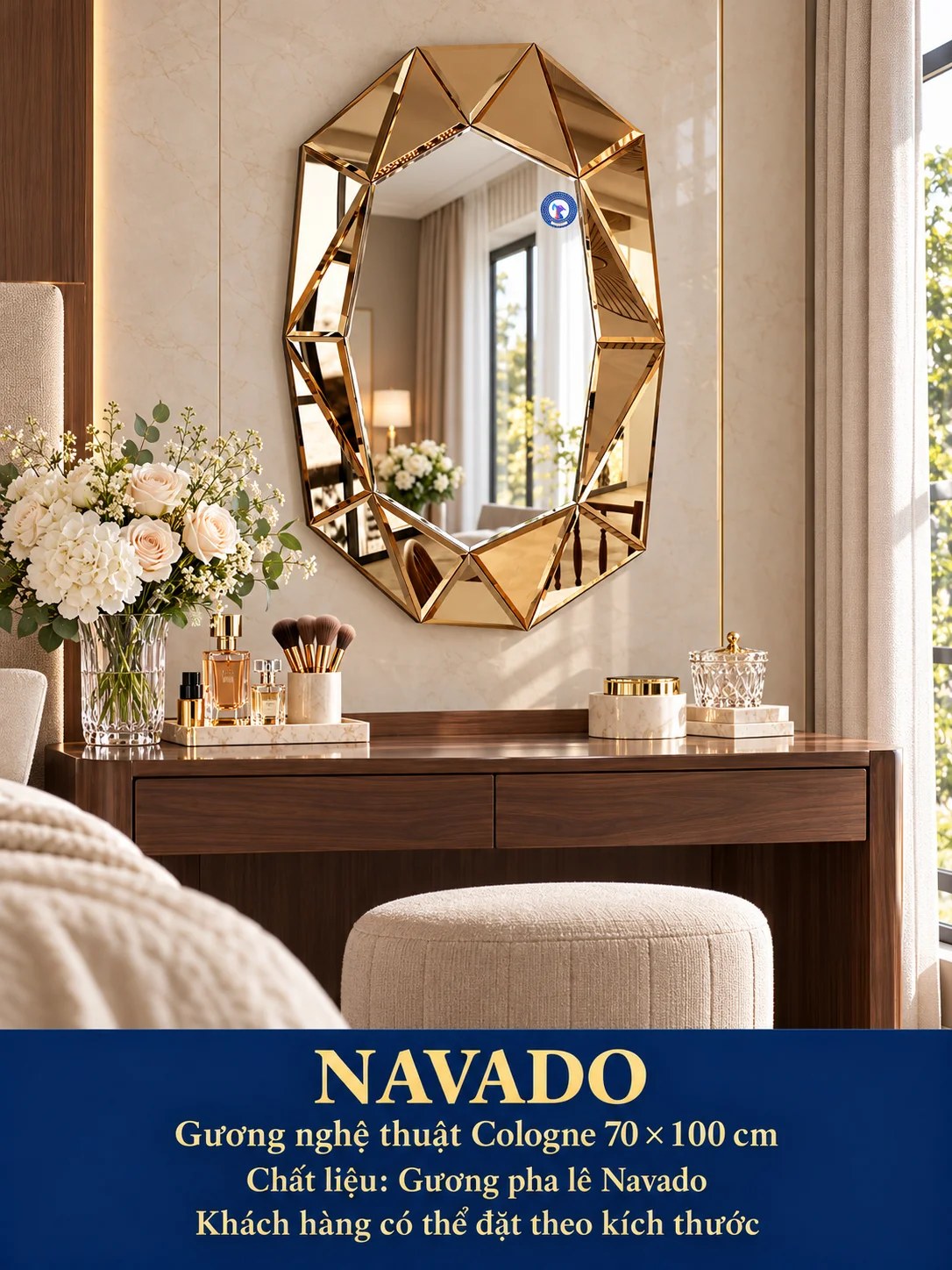 Gương bàn trang điểm Cologne NAVADO 70 x 100 cm