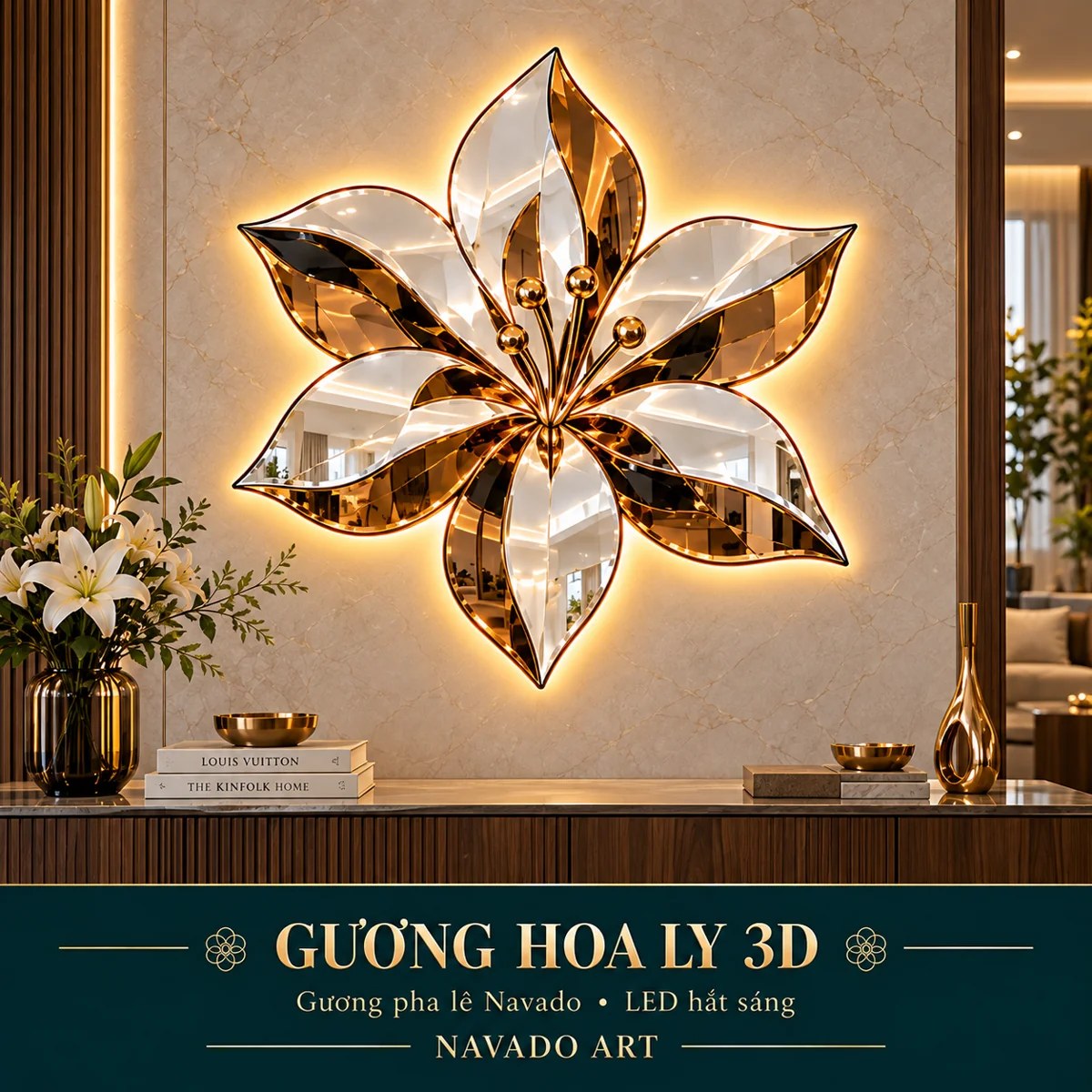 Gương nghệ thuật Hoa Ly 3D NAVADO