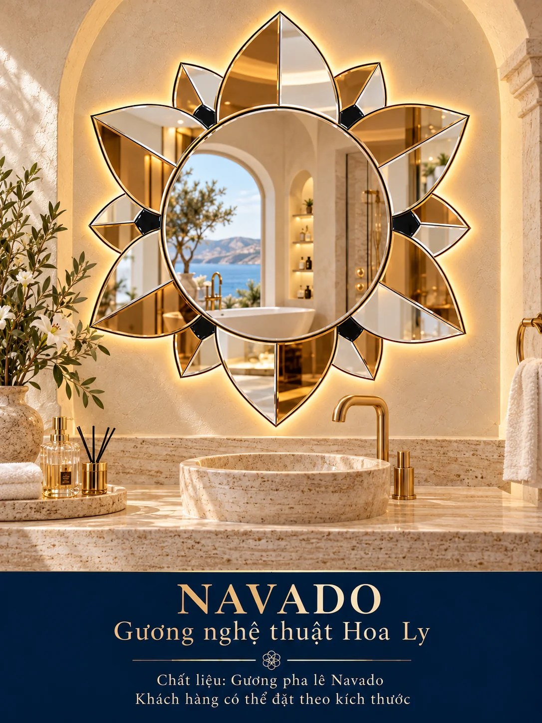 Gương nghệ thuật Hoa Ly NAVADO phòng khách