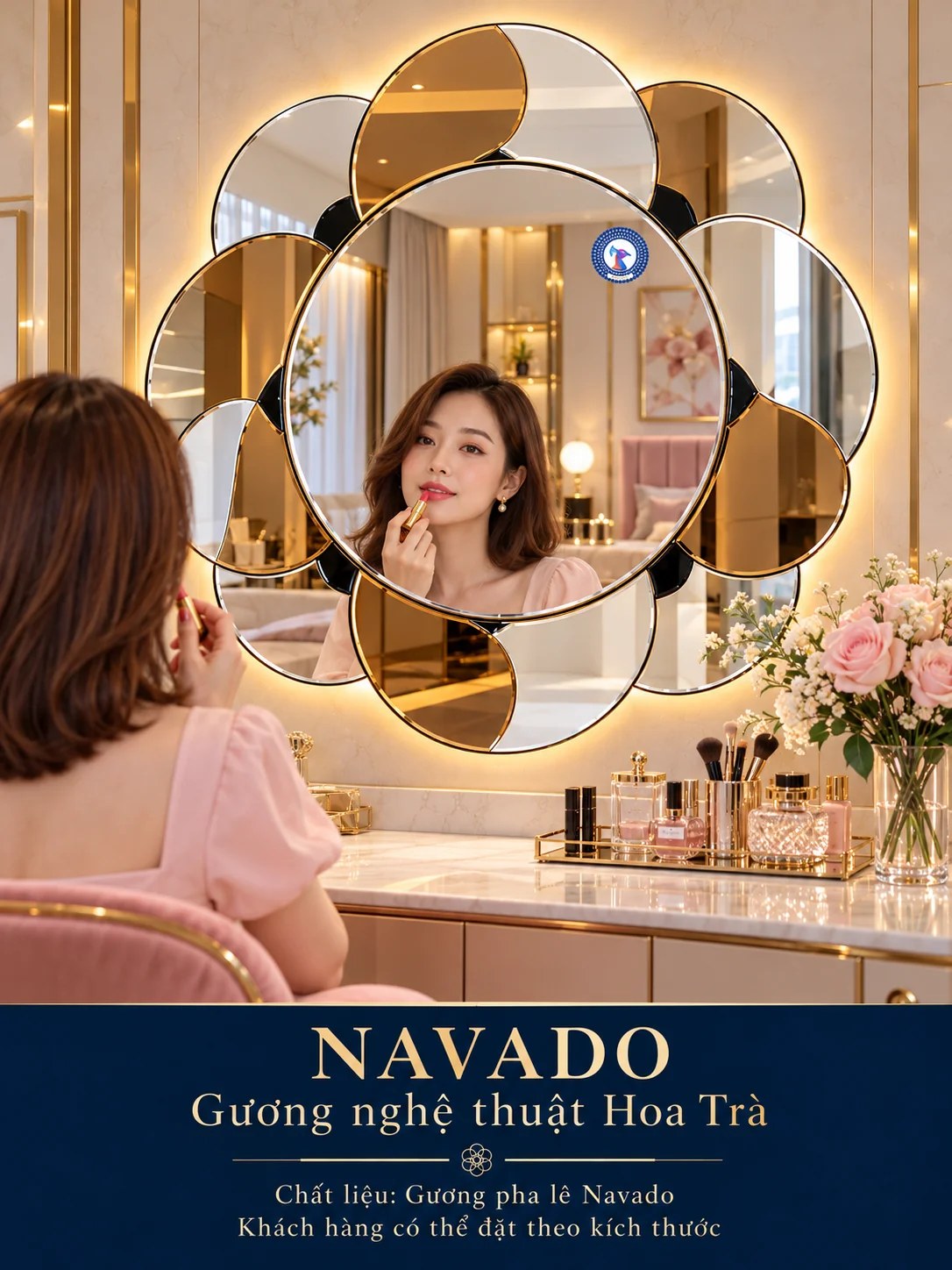 Gương bàn trang điểm Hoa Trà NAVADO