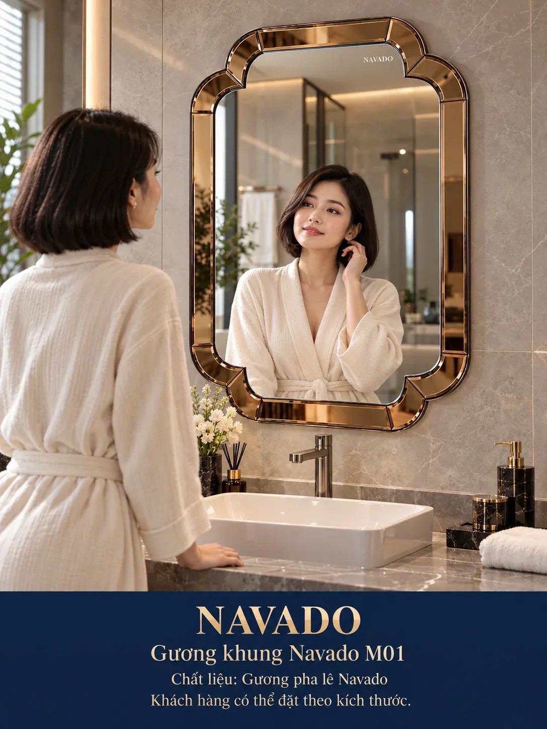 Gương phòng tắm khung NAVADO M01 60 x 80 cm