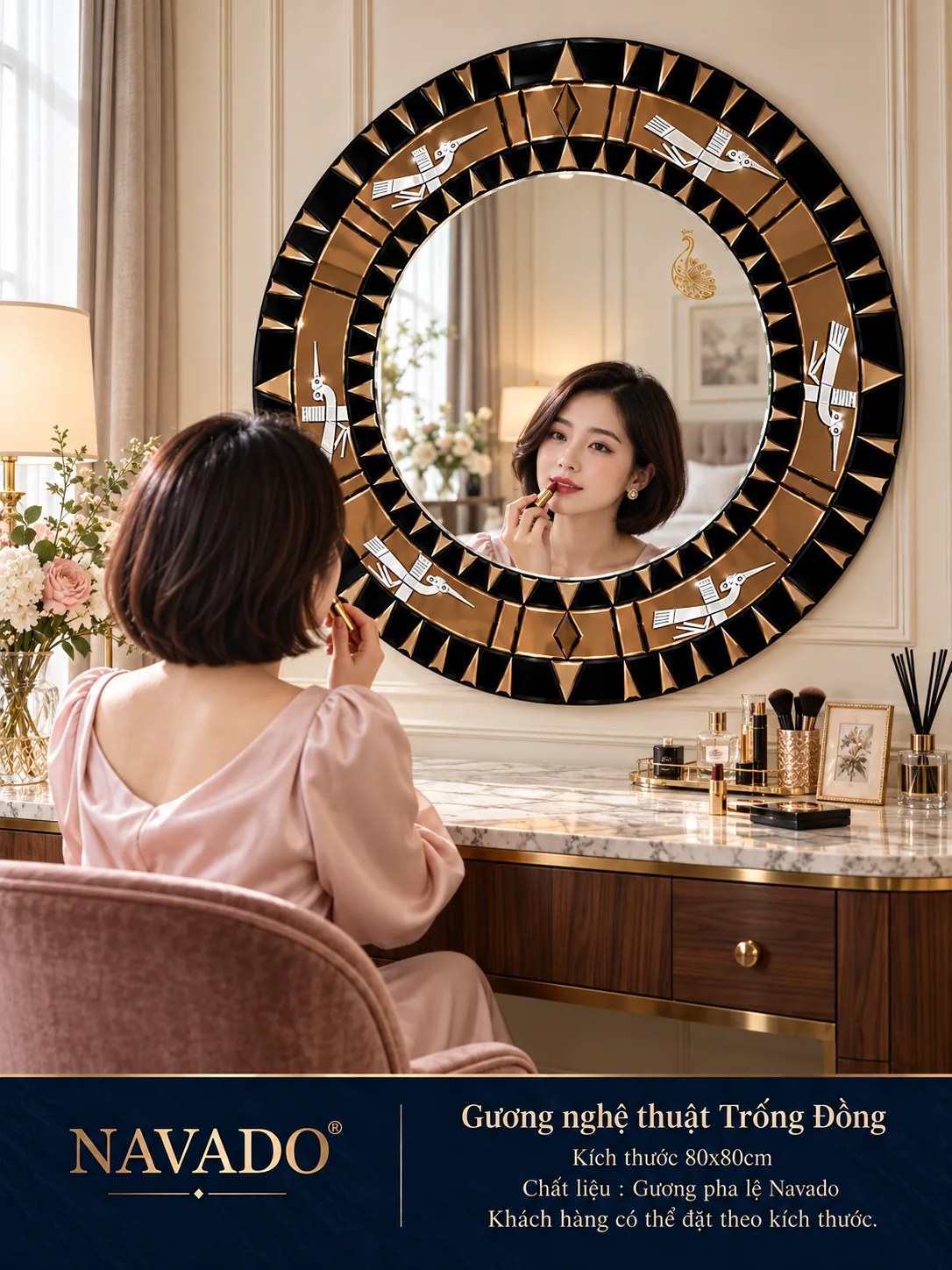 Gương bàn trang điểm Trống Đồng NAVADO