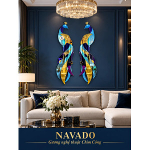 Gương nghệ thuật Chim Công đôi NAVADO phòng khách