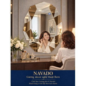 Gương bàn trang điểm Bern NAVADO viền kính trà
