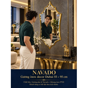 Gương trang trí khung inox Dubai NAVADO phòng khách