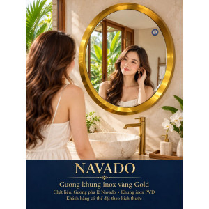 Gương phòng tắm inox vàng tròn NAVADO