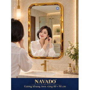 Gương phòng tắm khung inox vàng 60 x 90 cm NAVADO