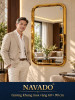 Gương trang trí khung inox vàng 60 x 90 cm NAVADO