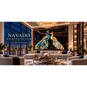 Gương ghép tường phòng khách Chim Công Đôi NAVADO