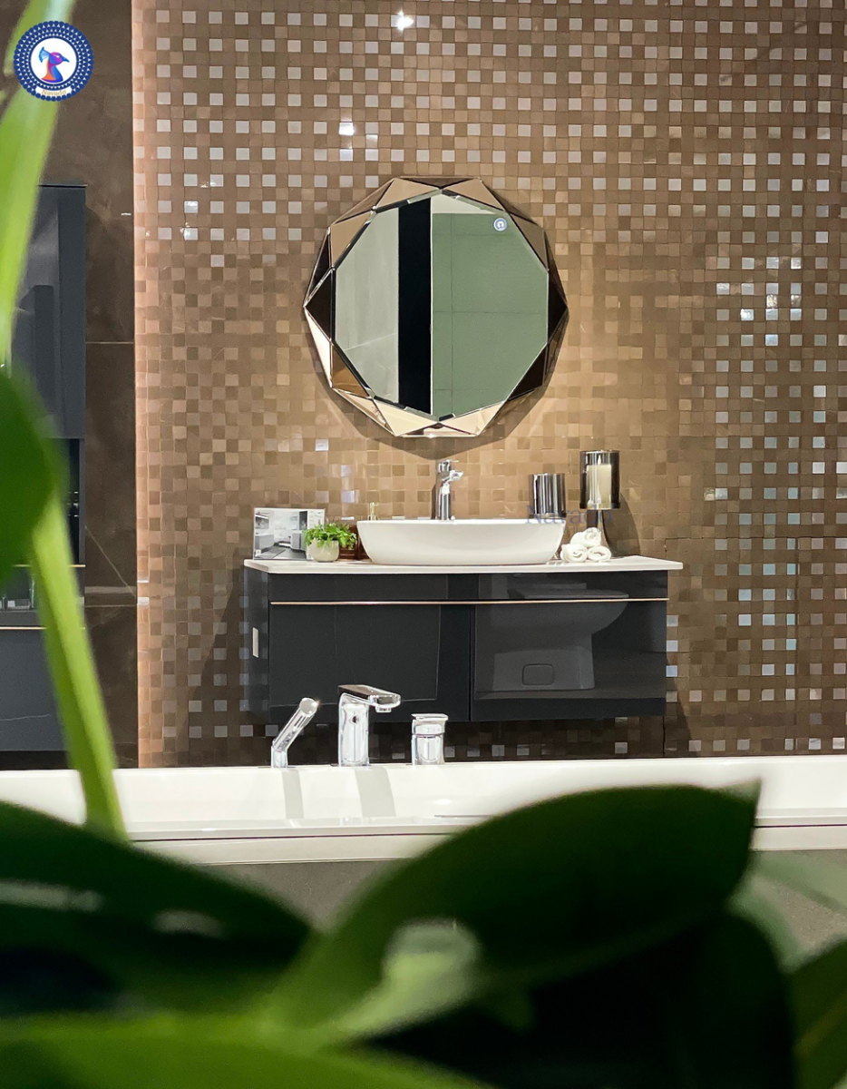 Gương decor nhà tắm mẫu Pha lê